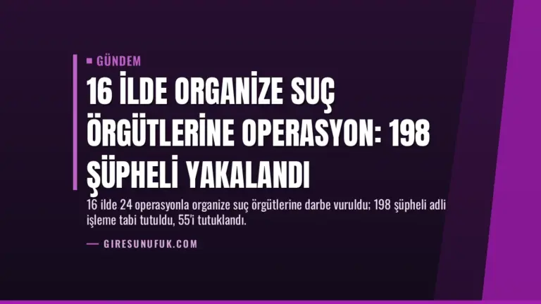 16 İlde Organize Suç Örgütlerine Operasyon: 198 Şüpheli Yakalandı