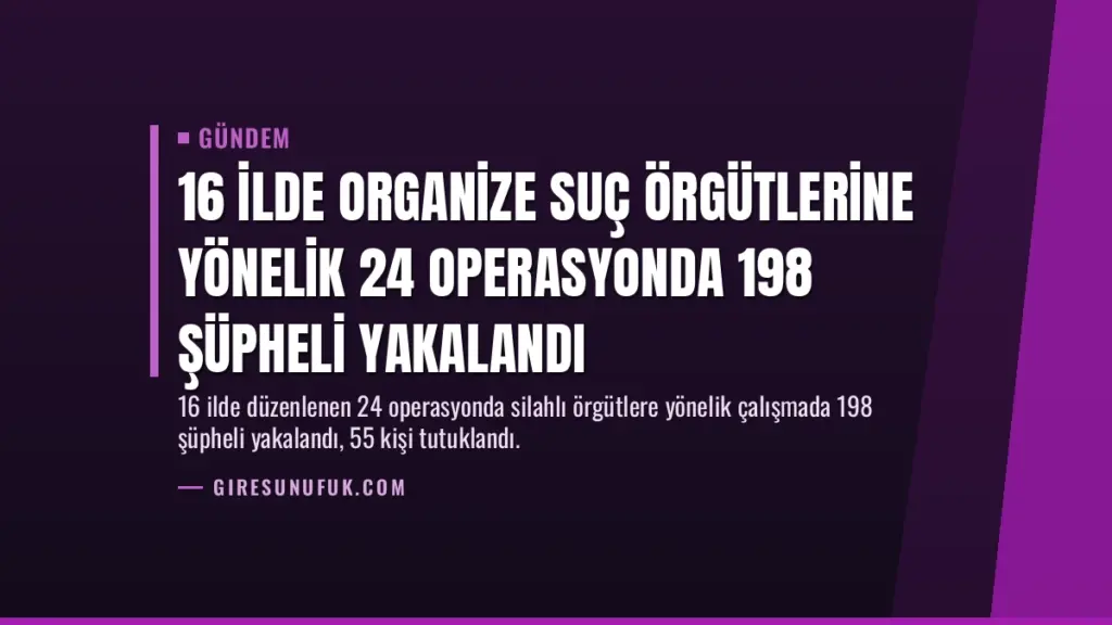 16 İlde Organize Suç Örgütlerine Yönelik 24 Operasyonda 198 Şüpheli Yakalandı