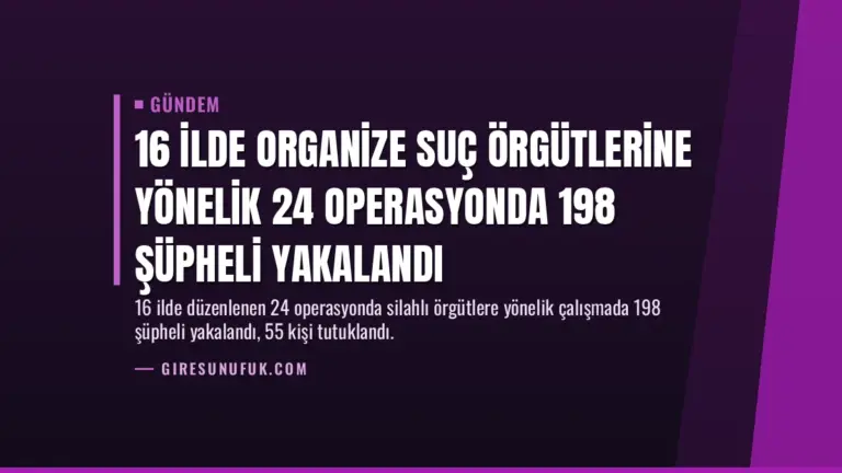 16 İlde Organize Suç Örgütlerine Yönelik 24 Operasyonda 198 Şüpheli Yakalandı