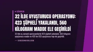 32 İlde Uyuşturucu Operasyonu: 423 Şüpheli Yakalandı, 560 Kilogram Madde Ele Geçirildi