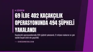 69 İlde 402 Kaçakçılık Operasyonunda 494 Şüpheli Yakalandı