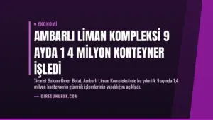 Ambarlı Liman Kompleksi 9 Ayda 1 4 Milyon Konteyner İşledi