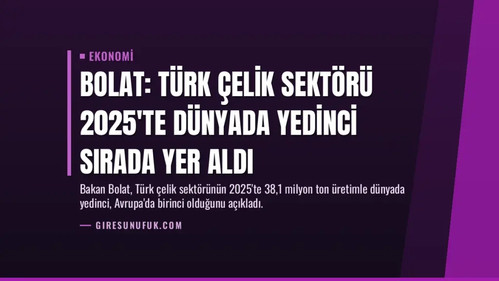 Bolat: Türk çelik sektörü 2025'te dünyada yedinci sırada yer aldı
