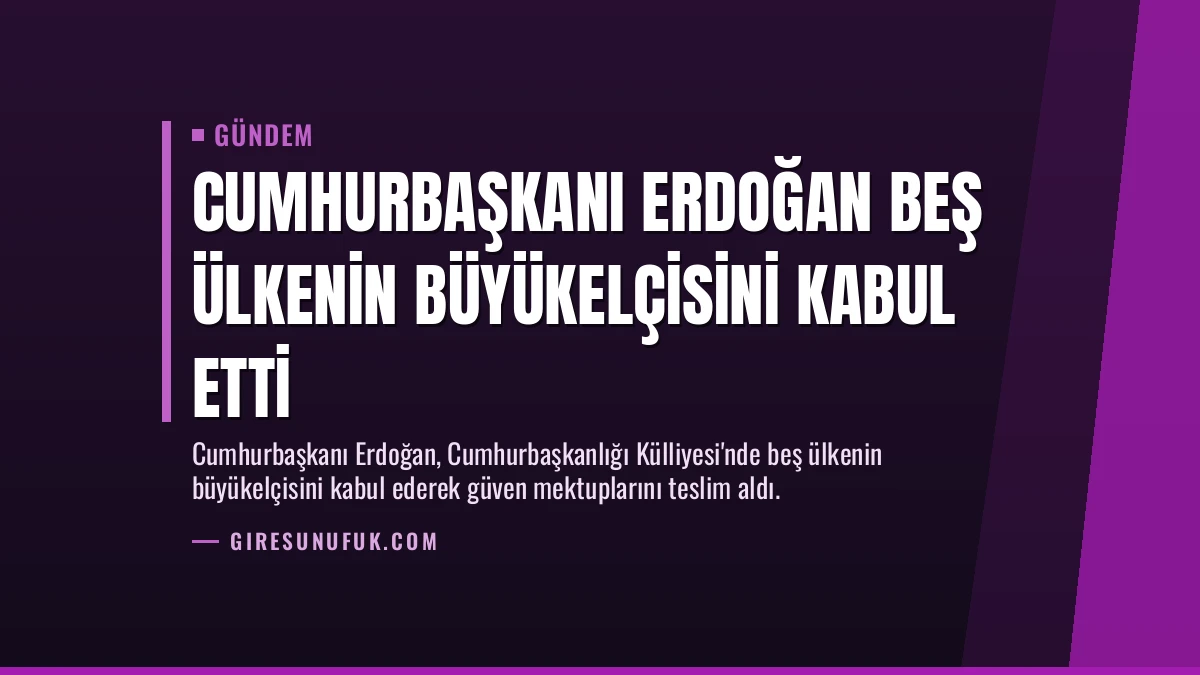 Cumhurbaşkanı Erdoğan Beş Ülkenin Büyükelçisini Kabul Etti