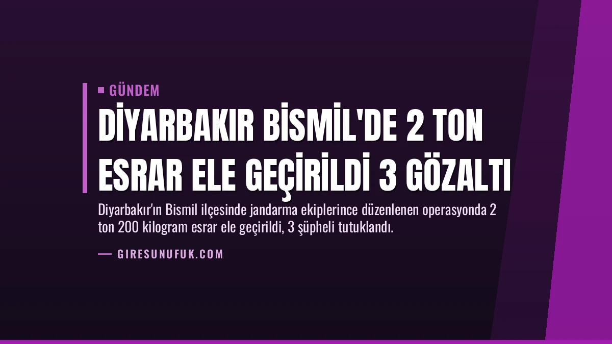 Diyarbakır Bismil’de 2 Ton Esrar Ele Geçirildi 3 Gözaltı