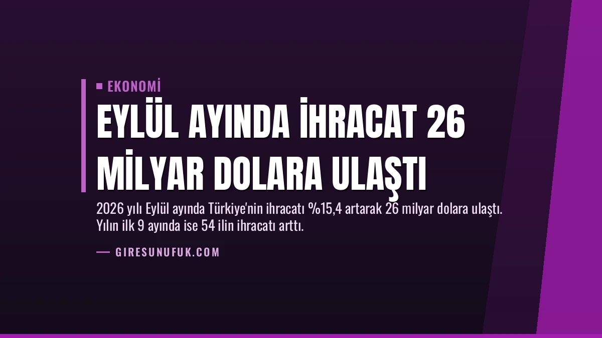 Eylül Ayında İhracat 26 Milyar Dolara Ulaştı