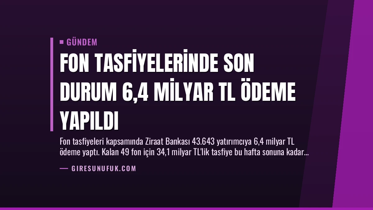 Fon Tasfiyelerinde Son Durum 6,4 Milyar TL Ödeme Yapıldı