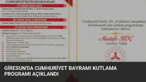 Giresun'da Cumhuriyet Bayramı Kutlama Programı Açıklandı