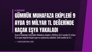 Gümrük Muhafaza Ekipleri 9 Ayda 91 Milyar TL Değerinde Kaçak Eşya Yakaladı