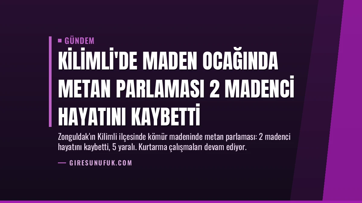 Kilimli’de Maden Ocağında Metan Parlaması 2 Madenci Hayatını Kaybetti