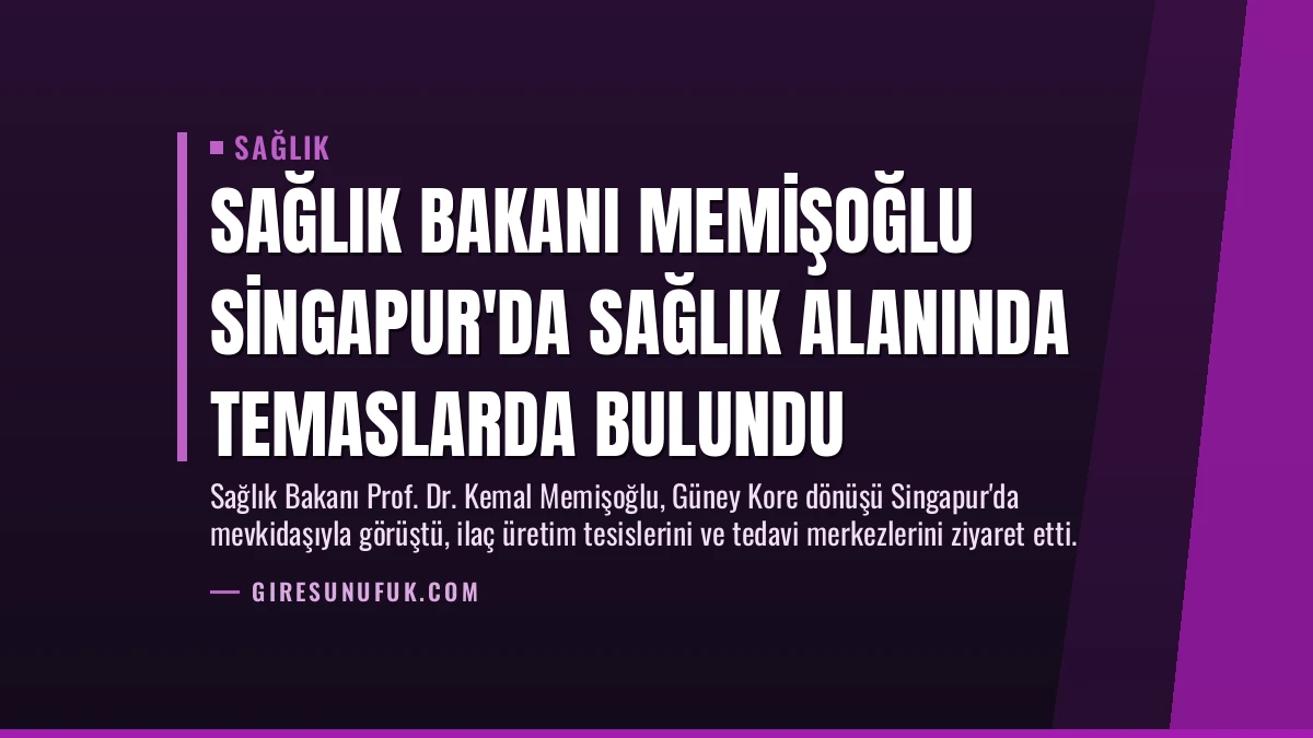 Sağlık Bakanı Memişoğlu Singapur’da Sağlık Alanında Temaslarda Bulundu