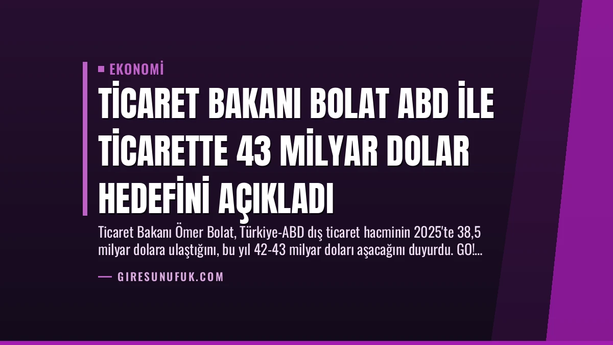 Ticaret Bakanı Bolat ABD ile Ticarette 43 Milyar Dolar Hedefini Açıkladı