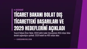 Ticaret Bakanı Bolat Dış Ticaretteki Başarıları ve 2029 Hedeflerini Açıkladı