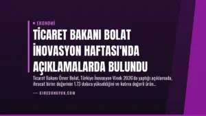 Ticaret Bakanı Bolat İnovasyon Haftası’nda Açıklamalarda Bulundu