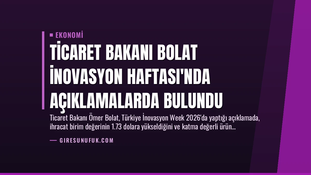 Ticaret Bakanı Bolat İnovasyon Haftası’nda Açıklamalarda Bulundu