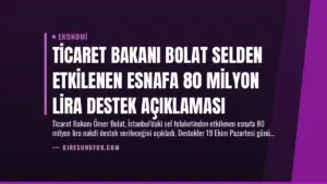 Ticaret Bakanı Bolat Selden Etkilenen Esnafa 80 Milyon Lira Destek Açıklaması