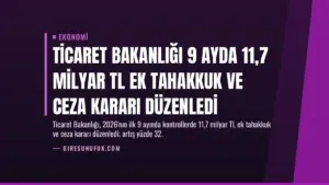 Ticaret Bakanlığı 9 Ayda 11,7 Milyar TL Ek Tahakkuk ve Ceza Kararı Düzenledi