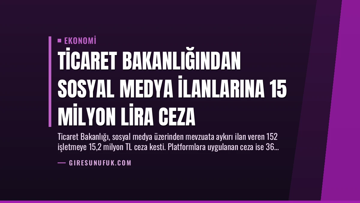 Ticaret Bakanlığından Sosyal Medya İlanlarına 15 Milyon Lira Ceza
