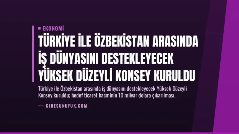 Türkiye ile Özbekistan Arasında İş Dünyasını Destekleyecek Yüksek Düzeyli Konsey Kuruldu