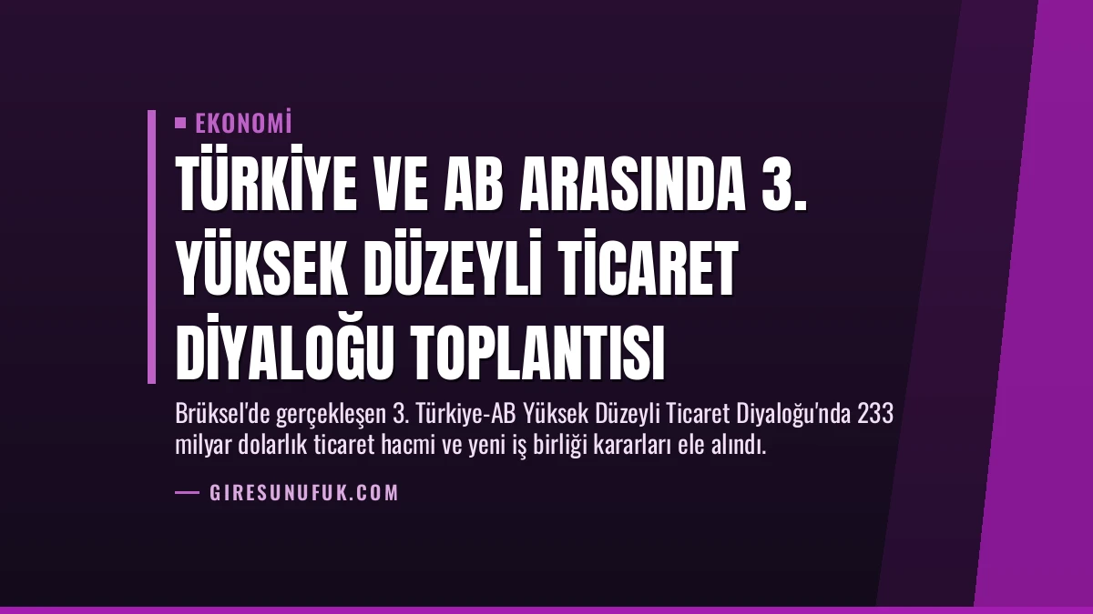 Türkiye ve AB Arasında 3. Yüksek Düzeyli Ticaret Diyaloğu Toplantısı