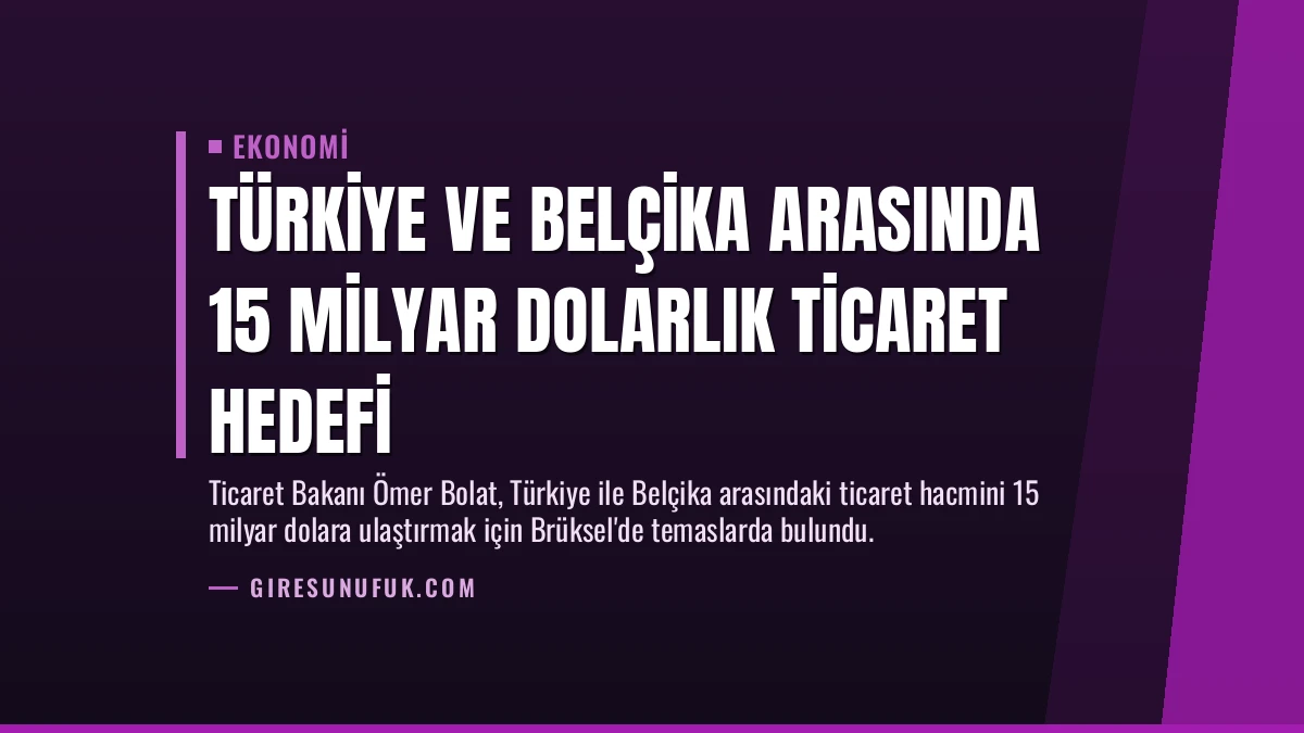 Türkiye ve Belçika Arasında 15 Milyar Dolarlık Ticaret Hedefi