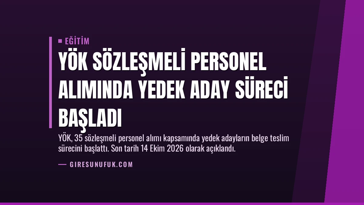 YÖK Sözleşmeli Personel Alımında Yedek Aday Süreci Başladı
