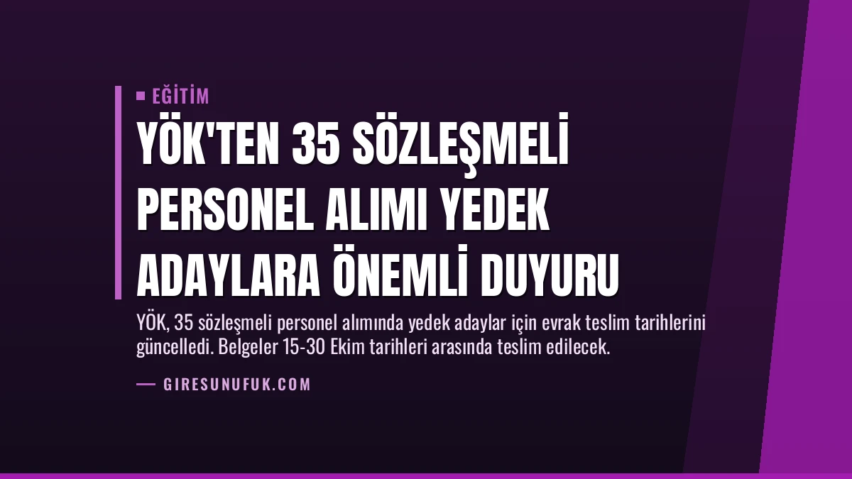 YÖK’ten 35 Sözleşmeli Personel Alımı Yedek Adaylara Önemli Duyuru